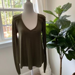 Free People Olive Long Sleeve Top
